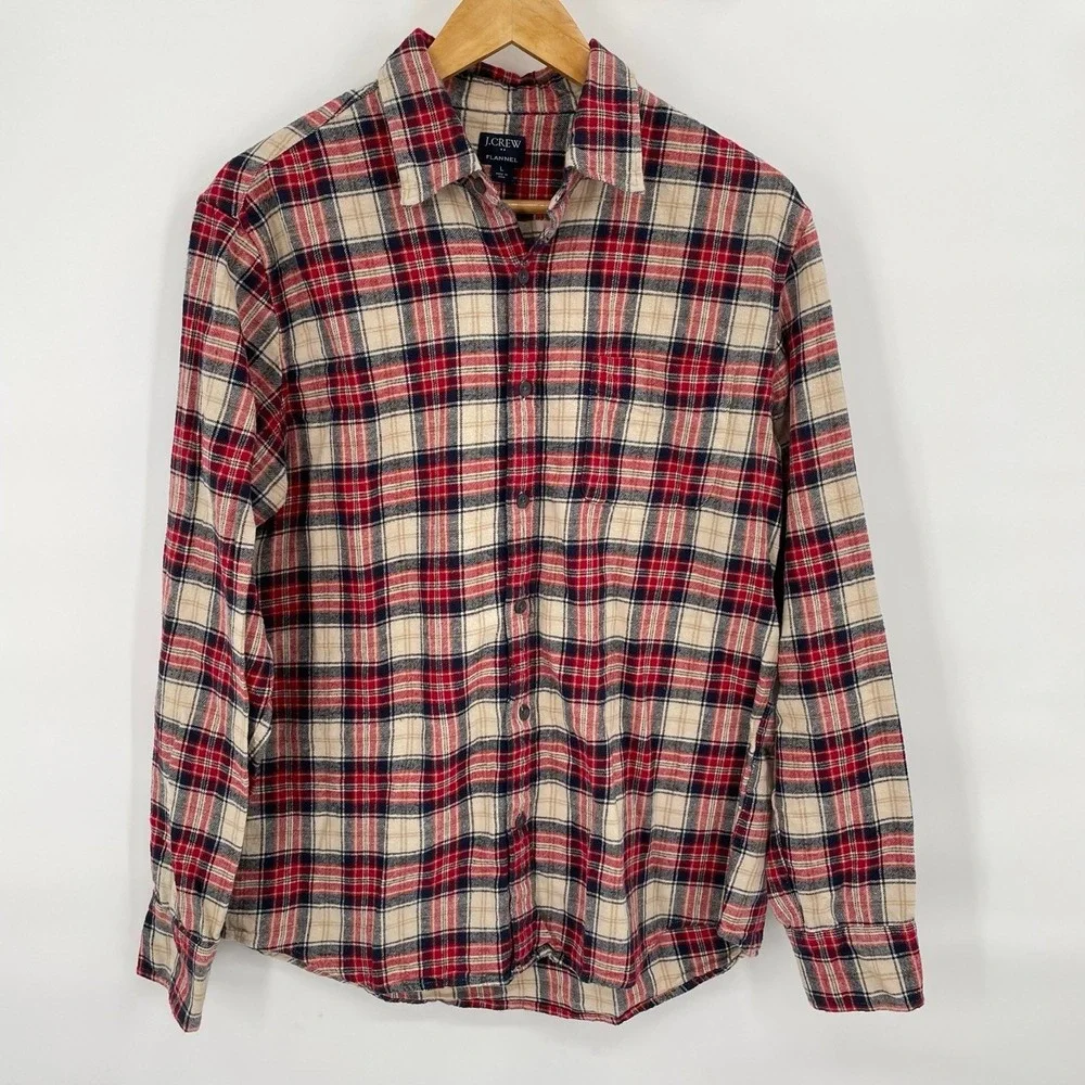 J.Crew Mens Large Flannel‎ Shirt Plaid Button Up Long Sleeve Lumberjack Grunge